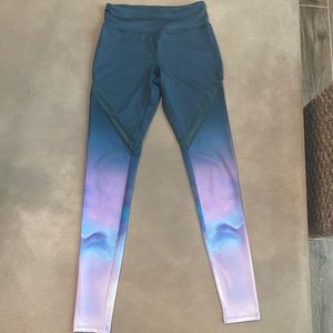 Marbled water color mesh paneling workout leggings